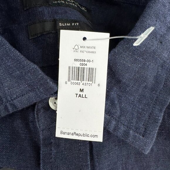 Banana Repulic Linen Button Front Shirt Medium Tall Short Sleeve NWT TP-3483 - Picture 6 of 10